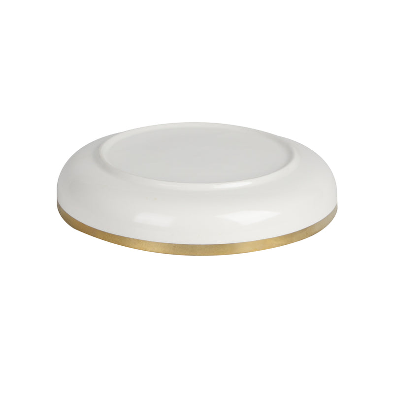 White bowl with gold border