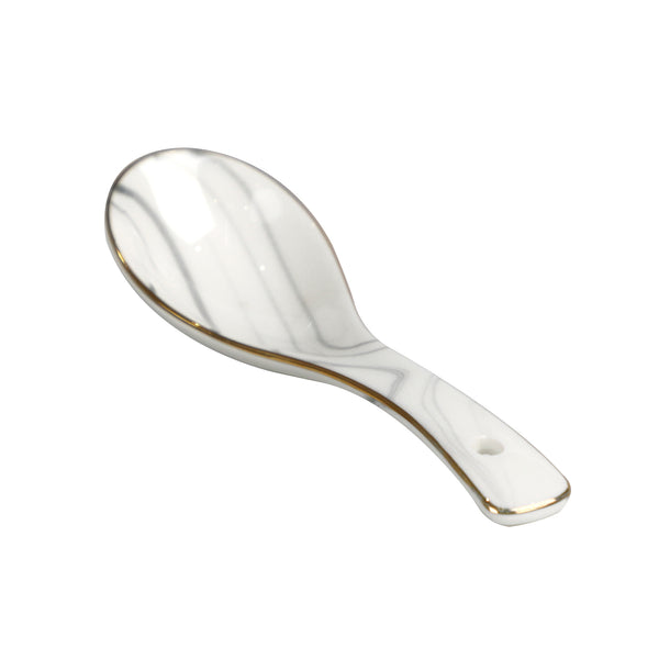 White spoon with gold edge