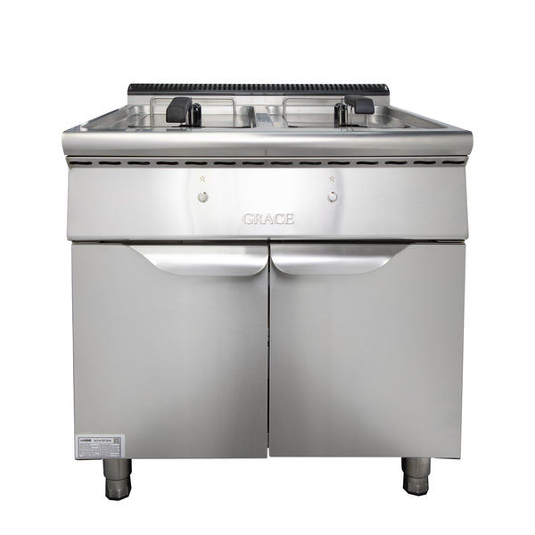 Grace commercial double gas fryer with cabinet double tank double basket fryer