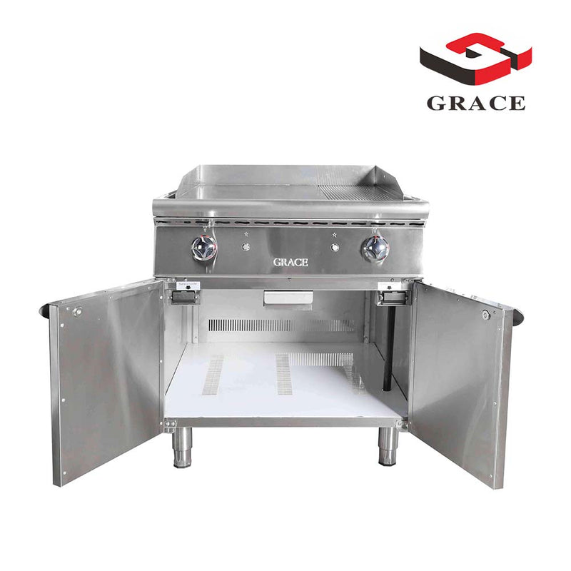 Kitchen Gas Griddle With Cabinet Commercial Gas Flat Griddle with Cabinet Stainless Steel Gas Griddle with Cabinet 1/3 Grooved - Guangdong Grace Kitchen Equipment Co., Ltd