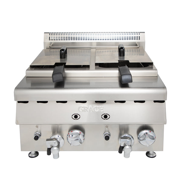 Professional Gas Deep Fryer Machine with Double Tank for Commercial Use