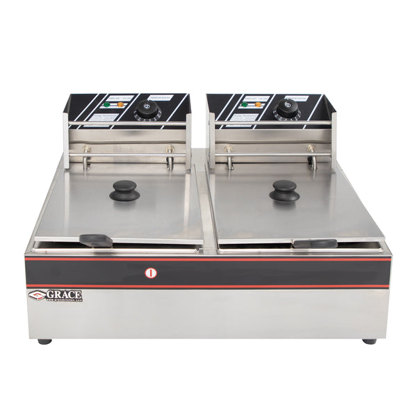 Grace commercial electric oil fryer 2-tank 2-basket restaurant electric deep fryer electric chips fryer 2 tanks