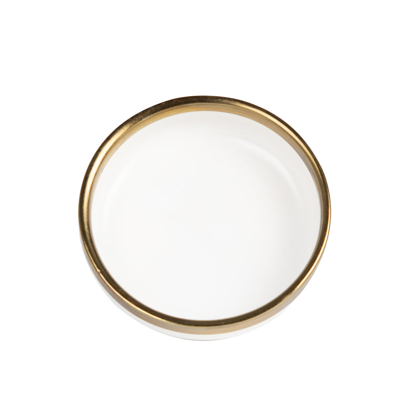 White bowl with gold border