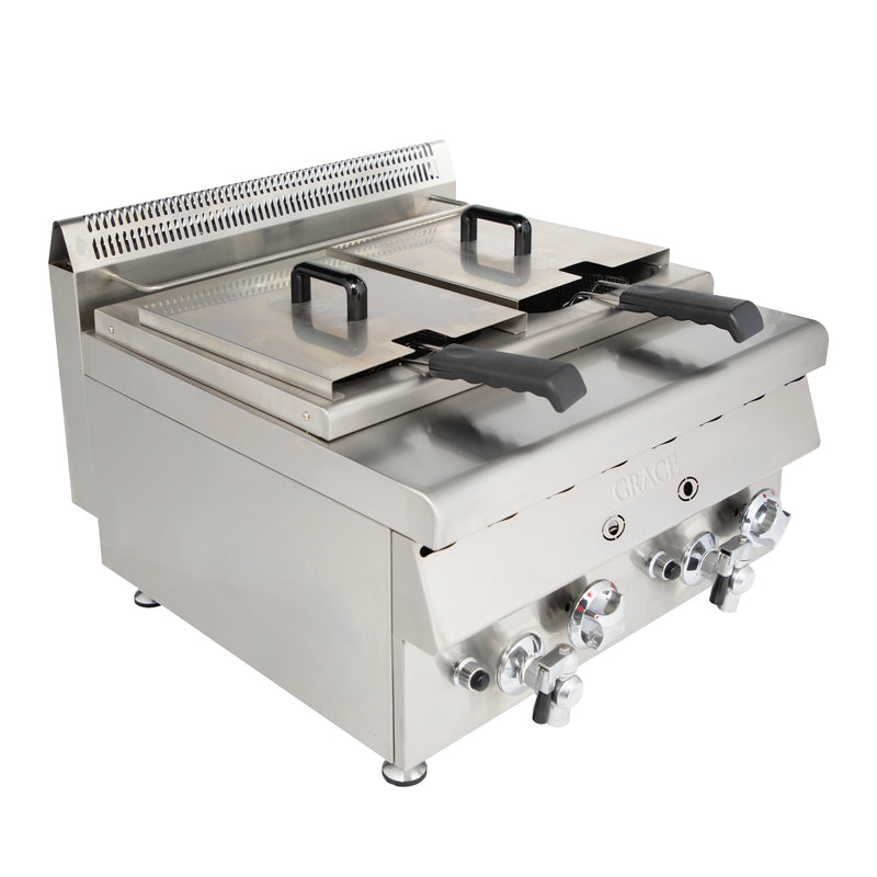 Professional Gas Deep Fryer Machine with Double Tank for Commercial Use