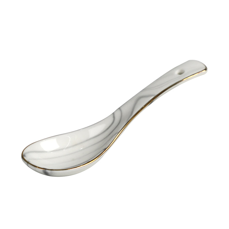 White spoon with gold edge