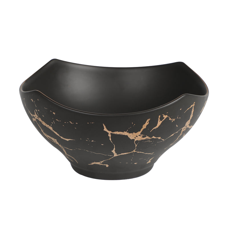 Black Porcelain Bowl With Wooden Bowl Holder