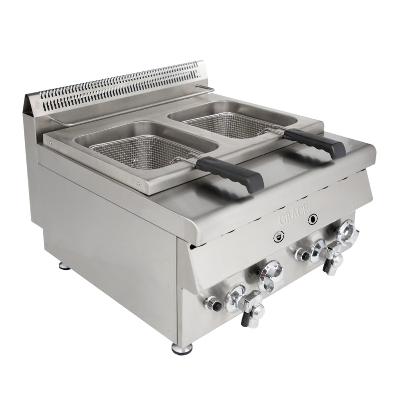 Professional Gas Deep Fryer Machine with Double Tank for Commercial Use