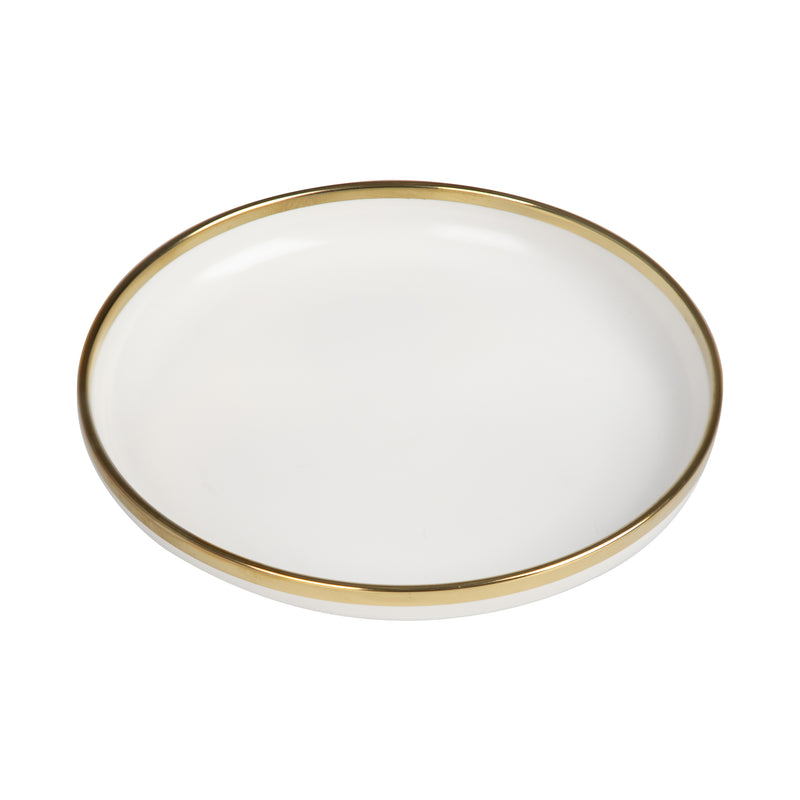 White bowl with gold border