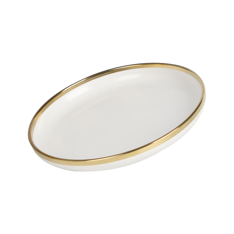 White bowl with gold border