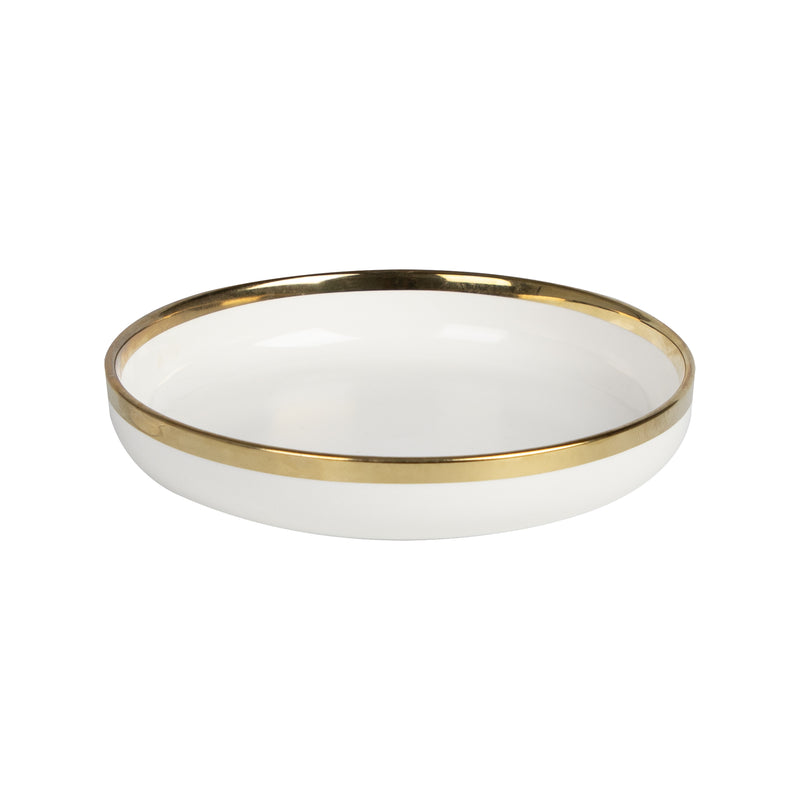 White bowl with gold border