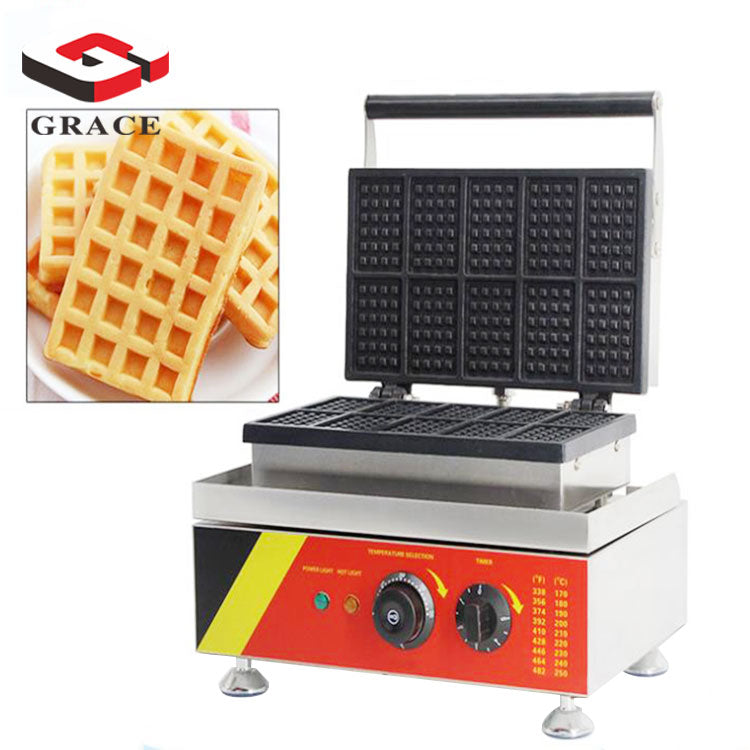 Commercial Snack Machines 10 Grid Mini Belgian Square Waffle Maker