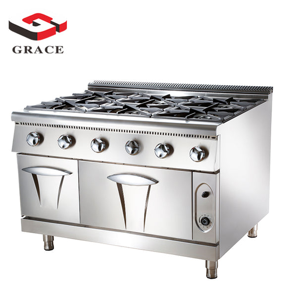Commercial 6 Burner Gas Cooker Kitchen Standing 6 Burner Gas Cooking Range 6-Burner With Oven