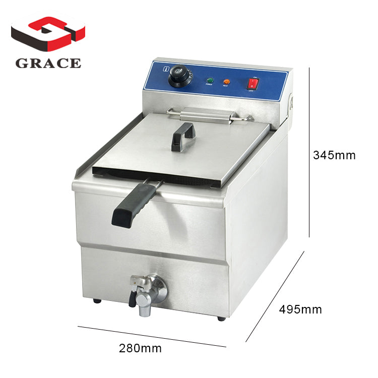 10L Commercial Electric Countertop Deep Fryer With Front Drain