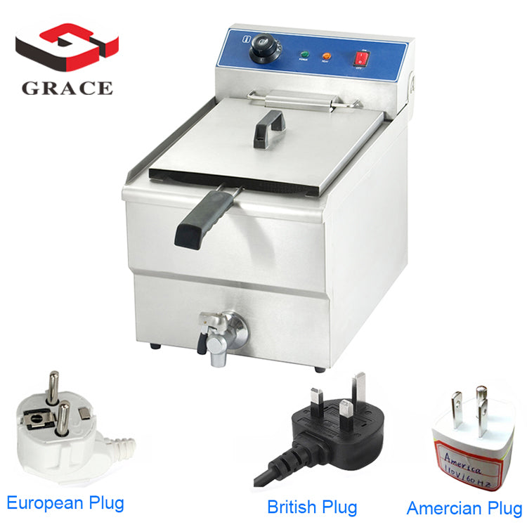 10L Commercial Electric Countertop Deep Fryer With Front Drain