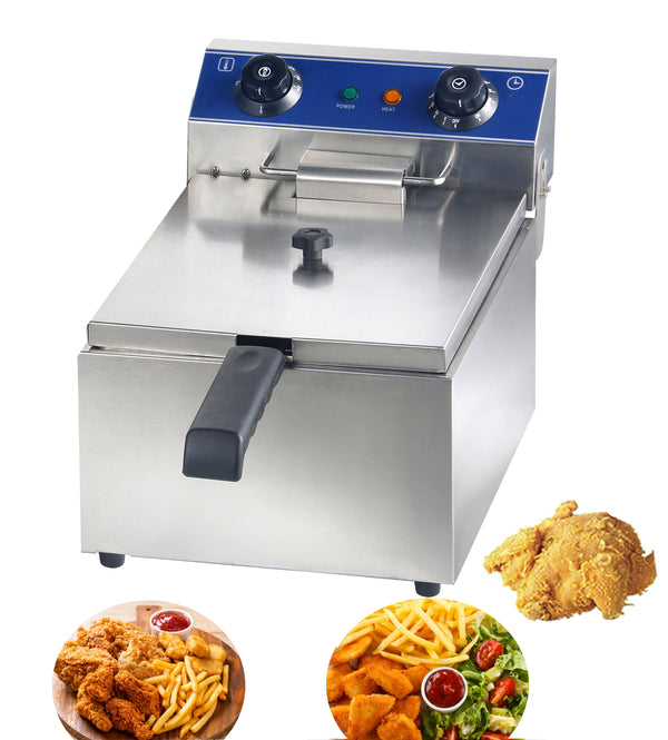 13L Stainless Steel Deep Fryer For Potato Chips 3300W With Temperature Limiter